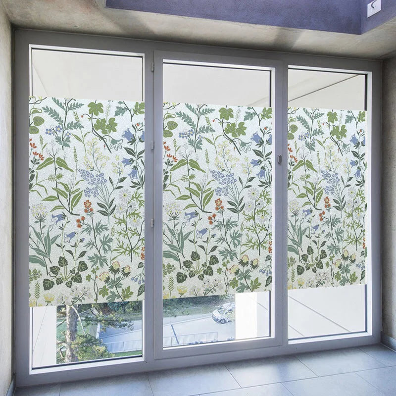 Window Film Frosted Stained Glass Films Customized Privacy Static Cling  For Bathroom Door Sticker Lemon Fruit Tree Flower