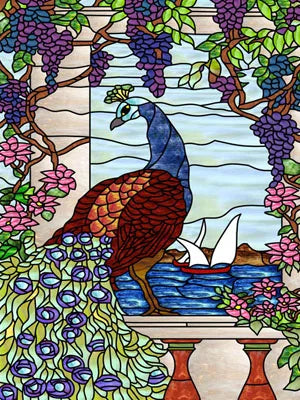 Window Film Frosted Stained Glass Films,Customized Privacy Static Cling,Retro Colorful Stickers For Shower Bathroom Skylight