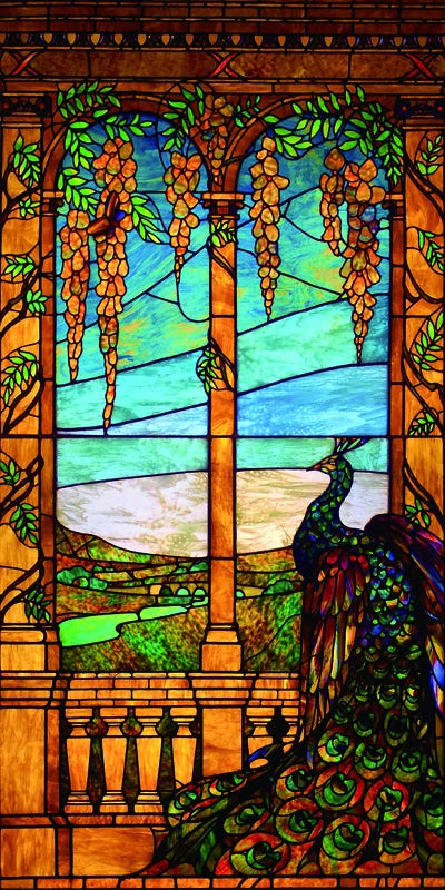 Customized Size No Glue Static Cling Frosted Stained Glass Film Window Films Sticker for Bathroom Door Home Decor Church Peacock