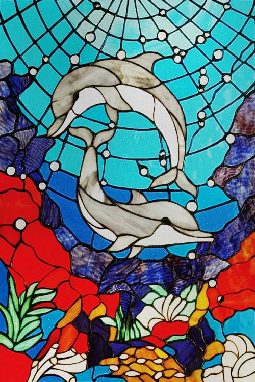 Custom Size Window Stained Glass Films,Fish,Sea World Stickers For Bathroom Bedroom Door Office Home Decor