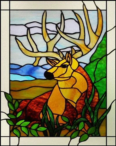 Custom size Stained Glass Window Film Retro Painted Horse Deer, Frosted Static Cling Art Colored Glass Films,Glass Sticker