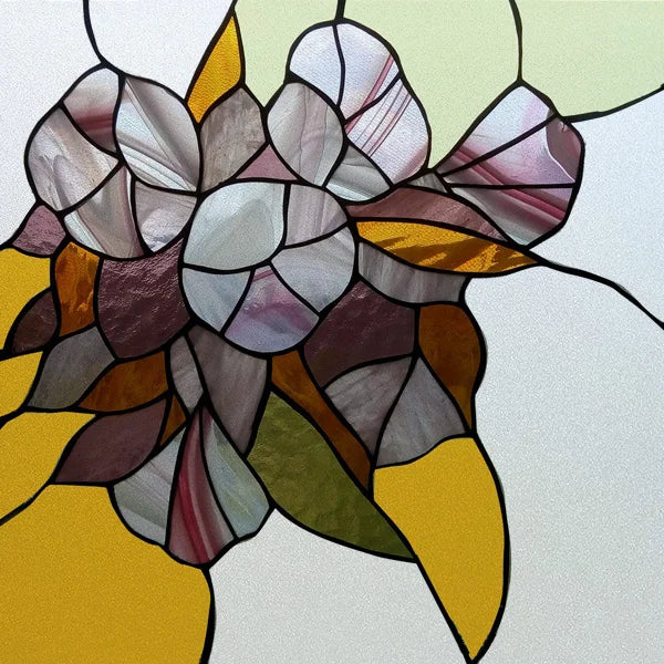 Frosted Stained Glass Window Film, Leaf Tree Static Cling Sticker,Home Decor Foil Treatment, Customized Art Design