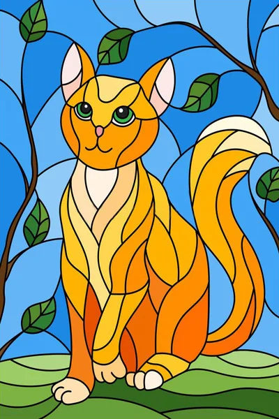 Window Film Stained Glass Stickers Static Cling,Frosted Privacy Custom size,Print Cat,Tiger,Deer,Bear For Window Door Home Dec