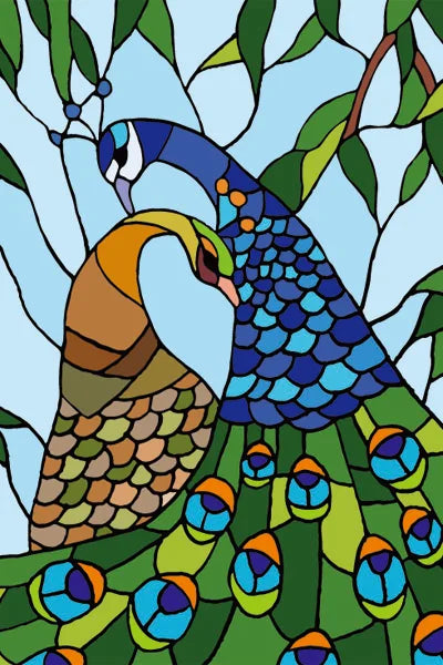 Window Film Stained Glass Stickers,Custom size Static Cling,Frosted Privacy Print Bird,Peacock,Heron,Owl,For Window Home Decor