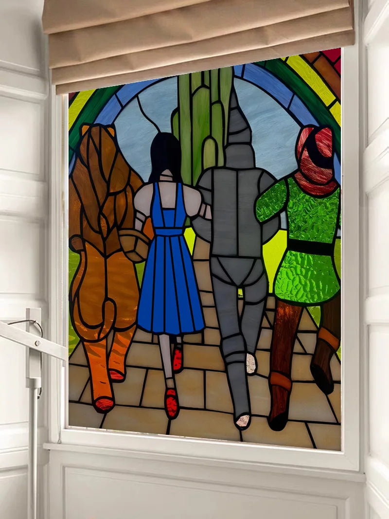 Stained Glass Wndow Film Frosted Glass Sticker Forest Custom Size Castle Cartoon For Kids Room Door Poster Home Decor