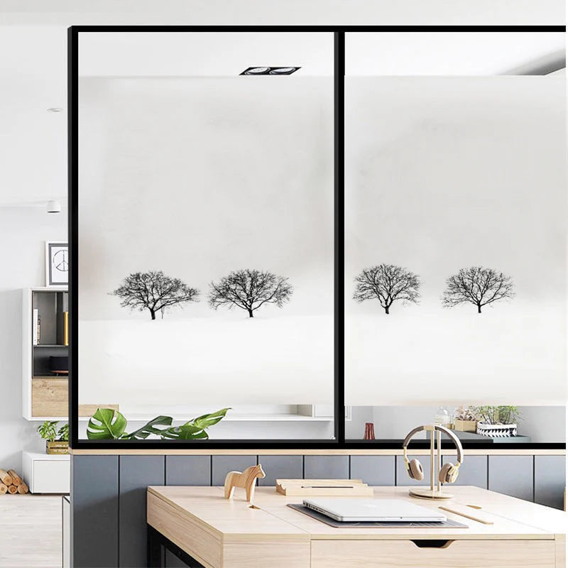 Custom Size Window Glass Films Window Film,Frosted Static Cling, Privacy Opaque,Art Pictures Trees,Shower Nordic Obscure Posters