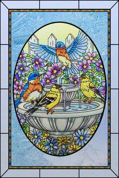 Customized Stained Glass Film Window Films Static Cling Frosted Sticker Church Peacock Birds Cat For Door Bathroom Home Decor