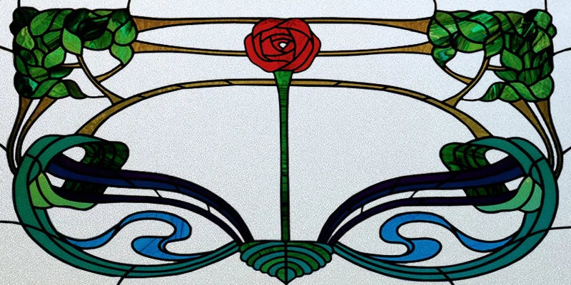 Window Film Stained Glass Stickers,Custom size Static Cling Frosted Privacy,Bird Tree Print For Transom Window Glass Home Decor