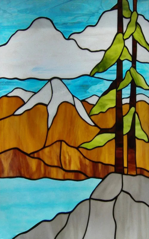 Custom Size Stained Glass Stickers,Static Cling,Frosted Privacy Print, Tree,Rivers for Window, Door, Home Decor