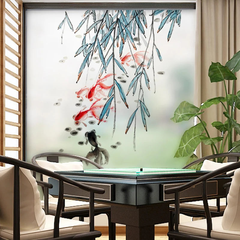 Custom size Window Film Frosted Glass Sticker Stained Static Cling Remove,Frosted Opaque Privacy for Office Home Decor Fish