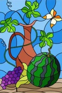 Custom Size Stained Glass Window Film Fruit Pattern Grape Mango Watermelon For Rectangular Shape Glass Office Door Home Decor