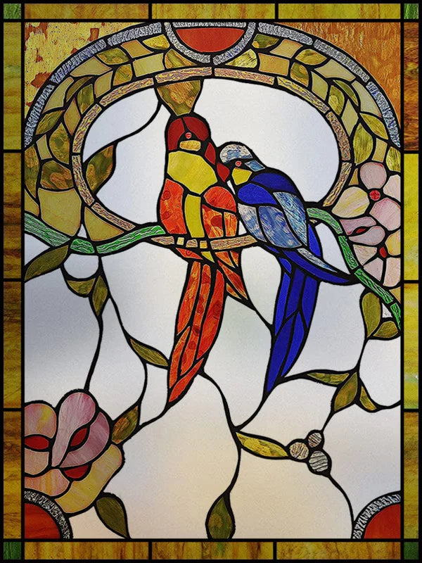 Frosted Stained Glass Window Film, Customized Art, Peacock Hummingbird Static Cling Sticker,Home Decor, Treatment