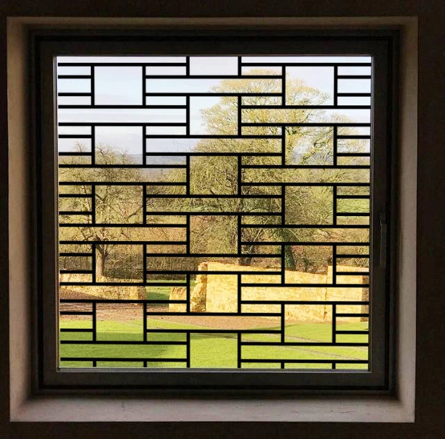 Stained Glass Window Film Transparent Glass Sticker Static Cling Custom made Black Line Office Door Anticollision Home Decor