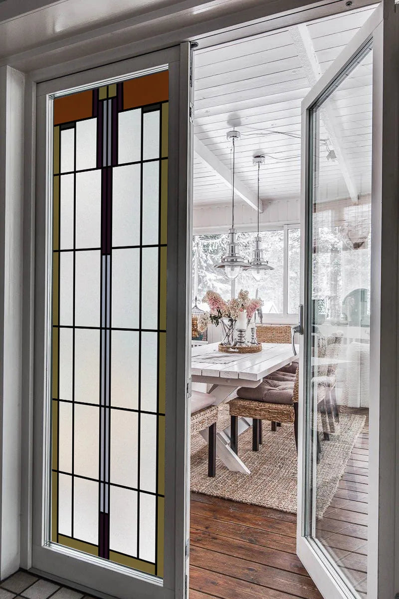 Stained Glass Window Film Transparent/Frosted Glass Sticker Static Cling Prairie Scottish for thin long Glass Door Anticollision