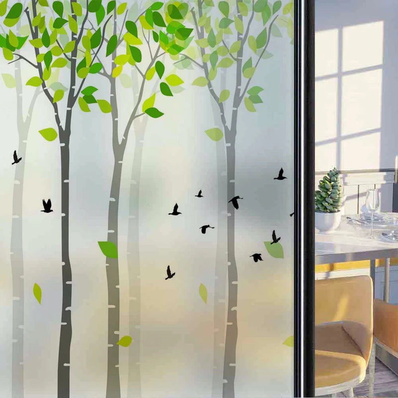 Frosted Stained Glass Window Film, Customized Decor Design, Leaf Static Cling Sticker,Home Decor Foil, Treatment