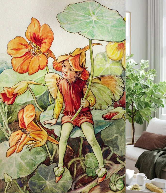 Custom Size Stained Glass Window Film, Flower Fairy Stickers, Static Cling for Kitchen, Bathroom, Bedroom, Door, Home Decor