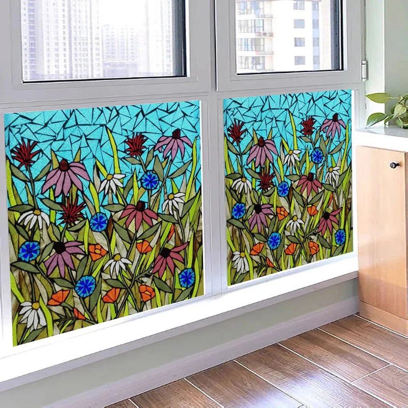 Window Film Stained Glass Films Static Cling Stickers for Bathroom Kitchen Office Home Decor,Tree,Animal,Custom fit to any Size