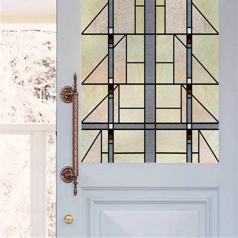 Frosted Stained Glass Window Film, Customized Privacy, Static Cling,Arts and Crafts, Prairie, Art ,Office, Home Decor
