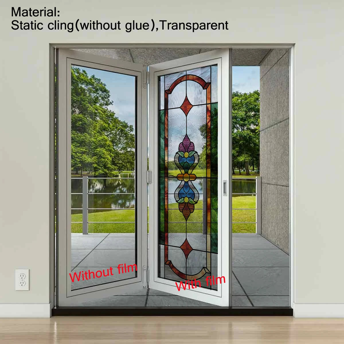 European Church Art Glass Film Stained Window Opaque Sticker Self Adhesive/Static Cling Decor Privacy do custom size B1014