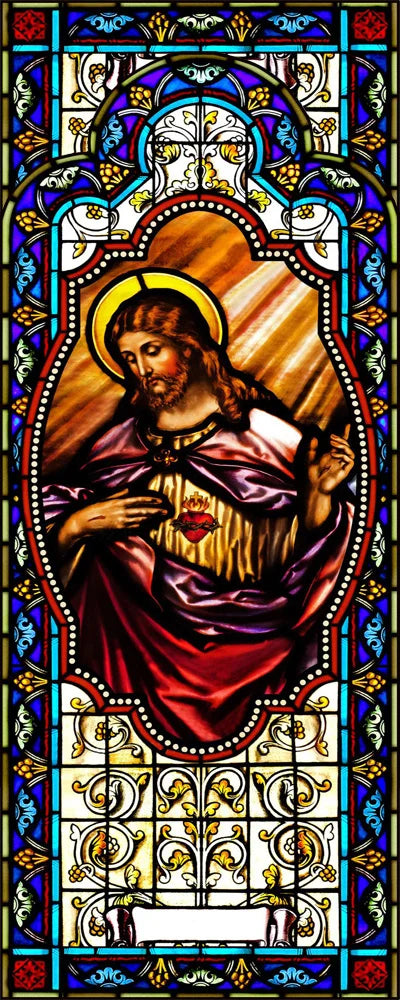 Gothic Rose Window film Glass Films Frosted Stained Window Sticker can do custom size Jesus/Christ Painting