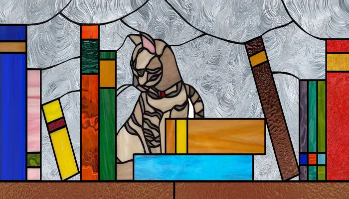 Custom Size 3D Matte Window Film, Stained Glass Decor, UV Window Sticker, Privacy Frosted Static Cling, Book Pattern for Glass