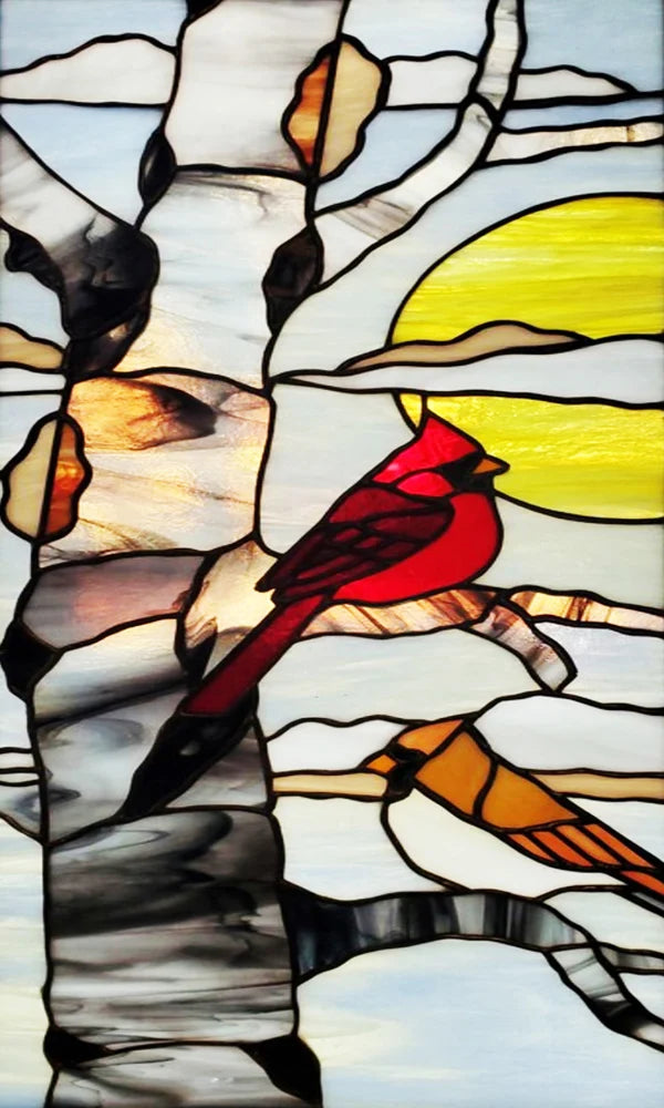 Customized Size No Glue Static Cling Frosted Stained Glass Window Films for Bathroom Door Home Decor Print Mosaic Night Moon