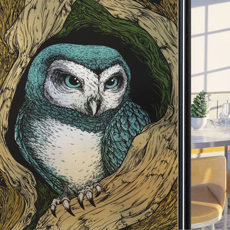 Frosted Stained Glass Window Film, Customized Art Deco Design, Birds Static Cling Sticker,Home Decor Foil, Treatment