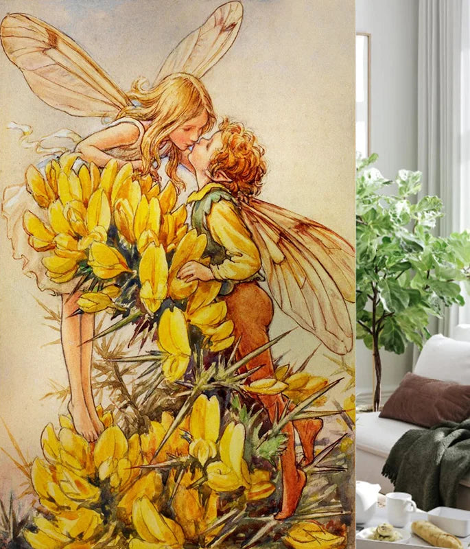 Custom Size Stained Glass Window Film, Flower Fairy Stickers, Static Cling for Kitchen, Bathroom, Bedroom, Door, Home Decor