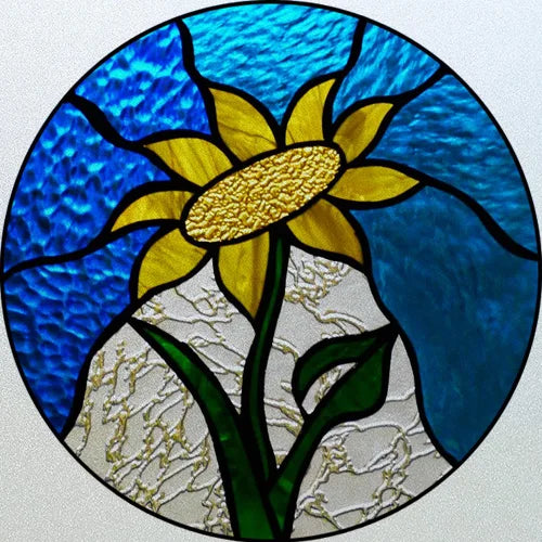 Customized Stained Glass Window Glass Films,Privacy Frosted Static Cling, Classic Pattern for Round Door, Home Decor