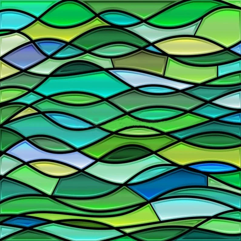 Custom Size Stained Glass Window Film Opaque Frosted Privacy Protection Removable Static Cling Home-Decor Mosaic Window Covering