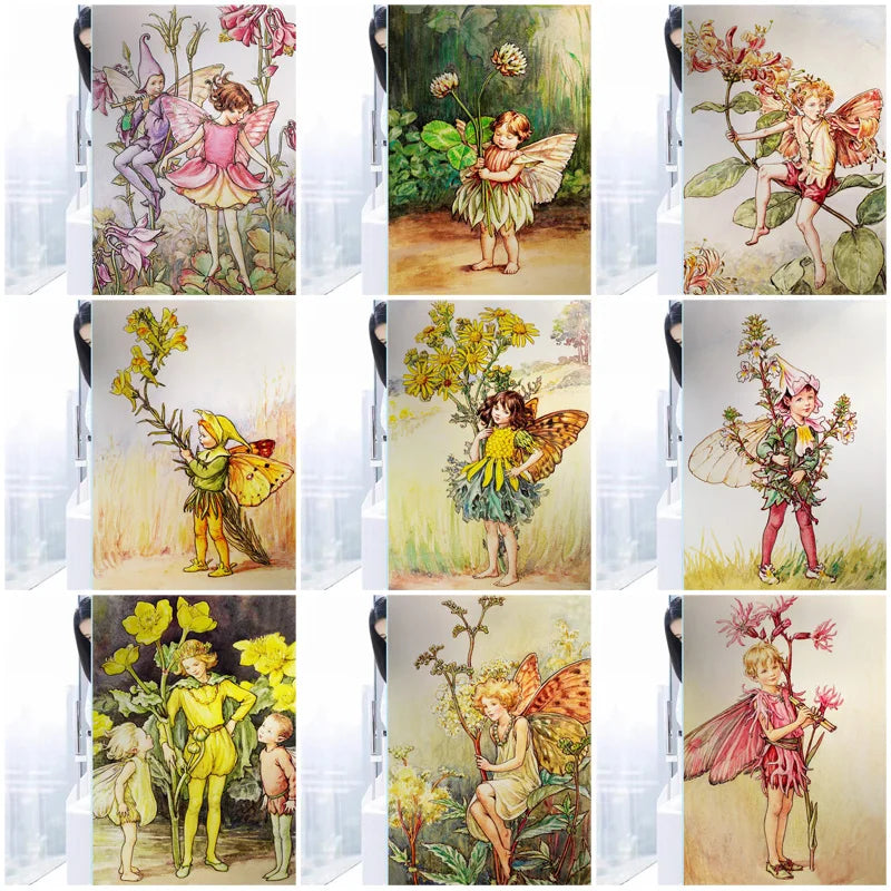 Custom Size Stained Glass Window Film, Flower Tree, Fairy Stickers, Static Cling, Kitchen, Bathroom, Bedroom, Door, Home Decor