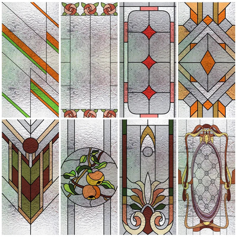 Frosted Stained Glass Window Film, 3D Matte, Static Cling,Privacy, Door Sticker,Customized for Kitchen, Office, Home Decor