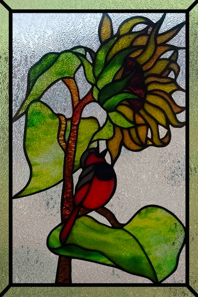 3D Matte Window Film,Stained Glass Decorative Uv Window Sticker,Privacy Frosted Static Cling,Custom size for Glass,Birds,Peacock