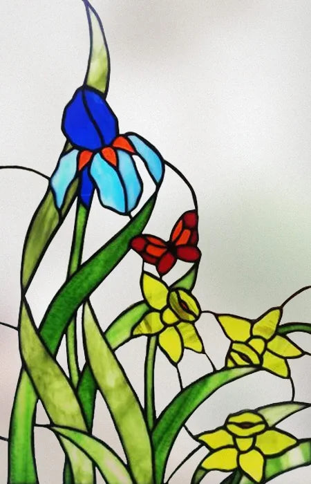 Frosted Stained Glass Window Film, Print Flowers, Static Cling,Privacy Door Sticker,Kitchen, Office, Home Decor, Customized