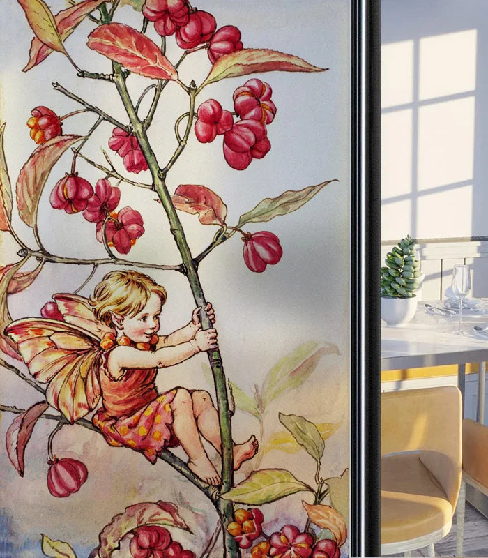 Custom Size Glass Window Film Static Cling Frosted Glass Films Foil Stickers Waterproof For Bathroom Kitchen Door Flower Fairy