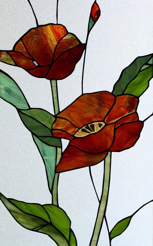 Frosted Stained Glass Film, Custom Size, Privacy, Static Cling,Door Sticker, Bathroom  Kitchen  Home Decor,Rose,Flower, Fruit
