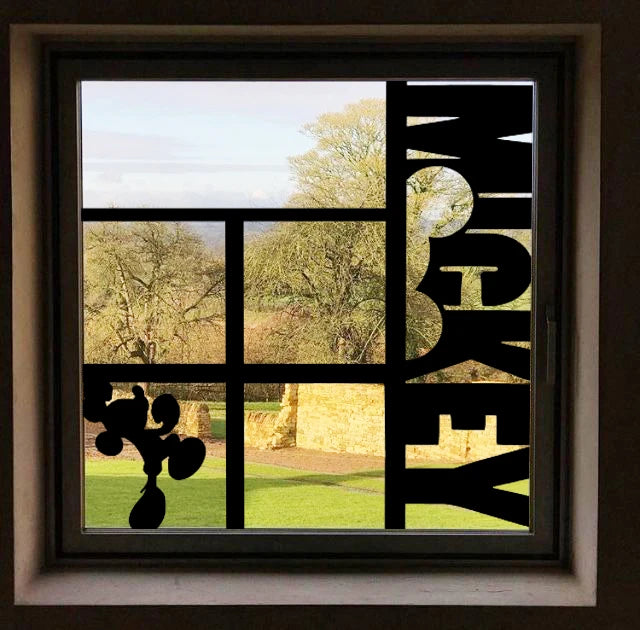 Stained Glass Window Film Transparent Glass Sticker Static Cling Custom made Black Line Office Door Anticollision Home Decor