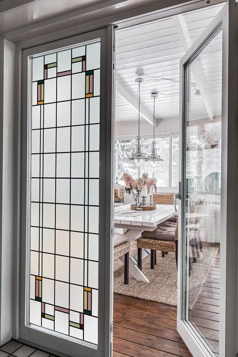 Stained Glass Window Film Transparent/Frosted Glass Sticker Static Cling Prairie Scottish for thin long Glass Door Anticollision