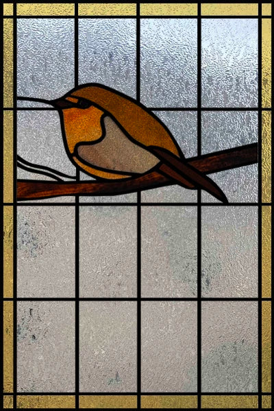 3D Matte Window Film,Stained Glass Decorative Uv Window Sticker,Privacy Frosted Static Cling,Custom size for Glass,Birds,Peacock