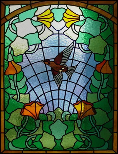 Custom Size Window Stained Glass Films,Bird,Peacock, Static Cling Stickers For Bathroom Bedroom Door Office Home Decor