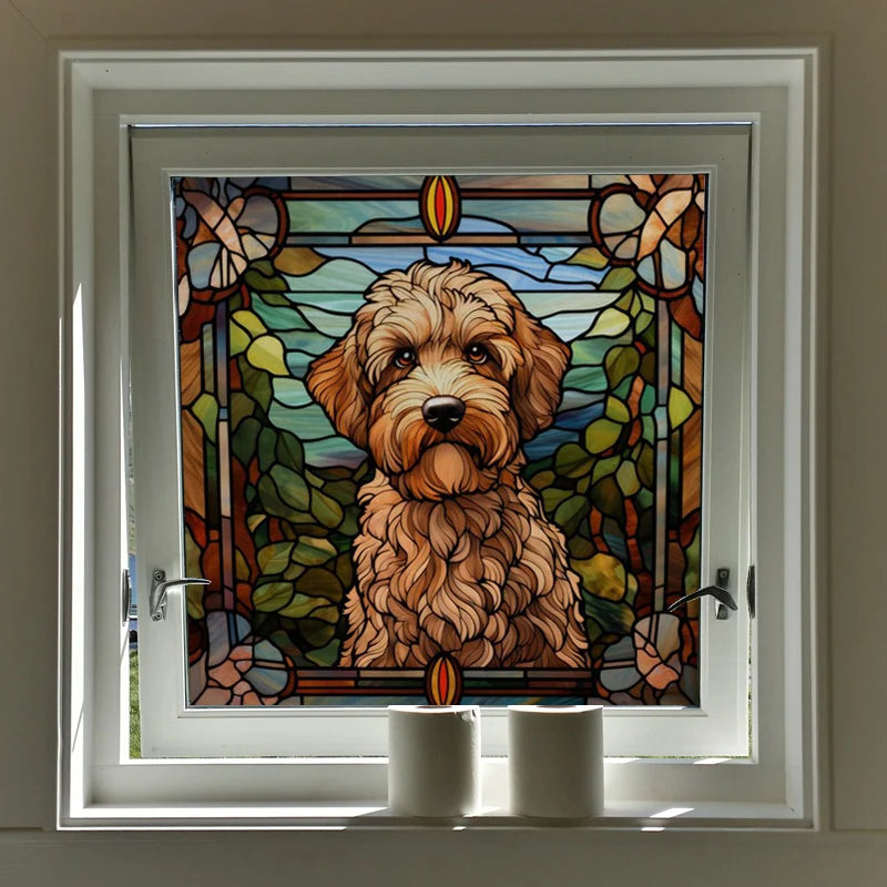 Custom size Window Film Stained Glass Films Frosted Privacy Static Cling Retro Dog Tiger Cat Sticker Bathroom Skylight Decor