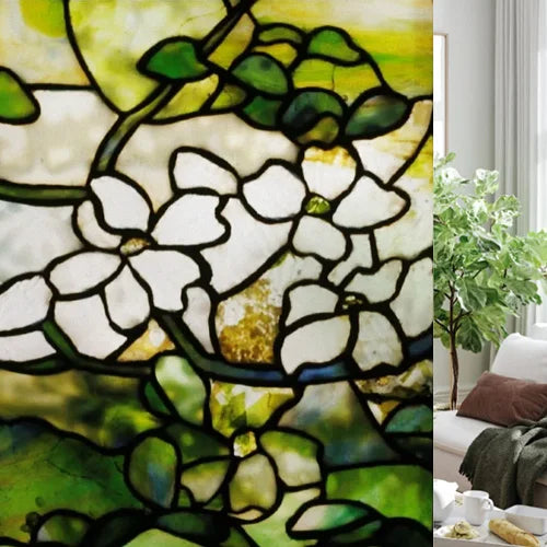 Custom size Glass Films,Stained Glass Stickers Static Cling,Frosted Privacy Print Tree,Rivers,Hill For Window Door Home Decor