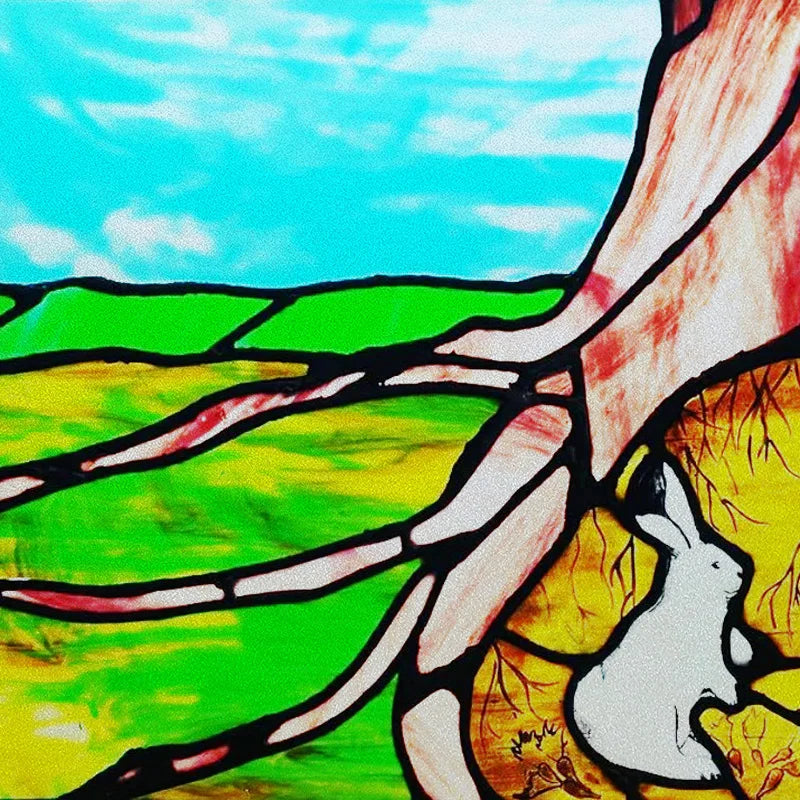 Custom size Glass Films Stained Glass Stickers Static Cling Frosted Privacy PVC Print Natural Village For Window Door Home Decor