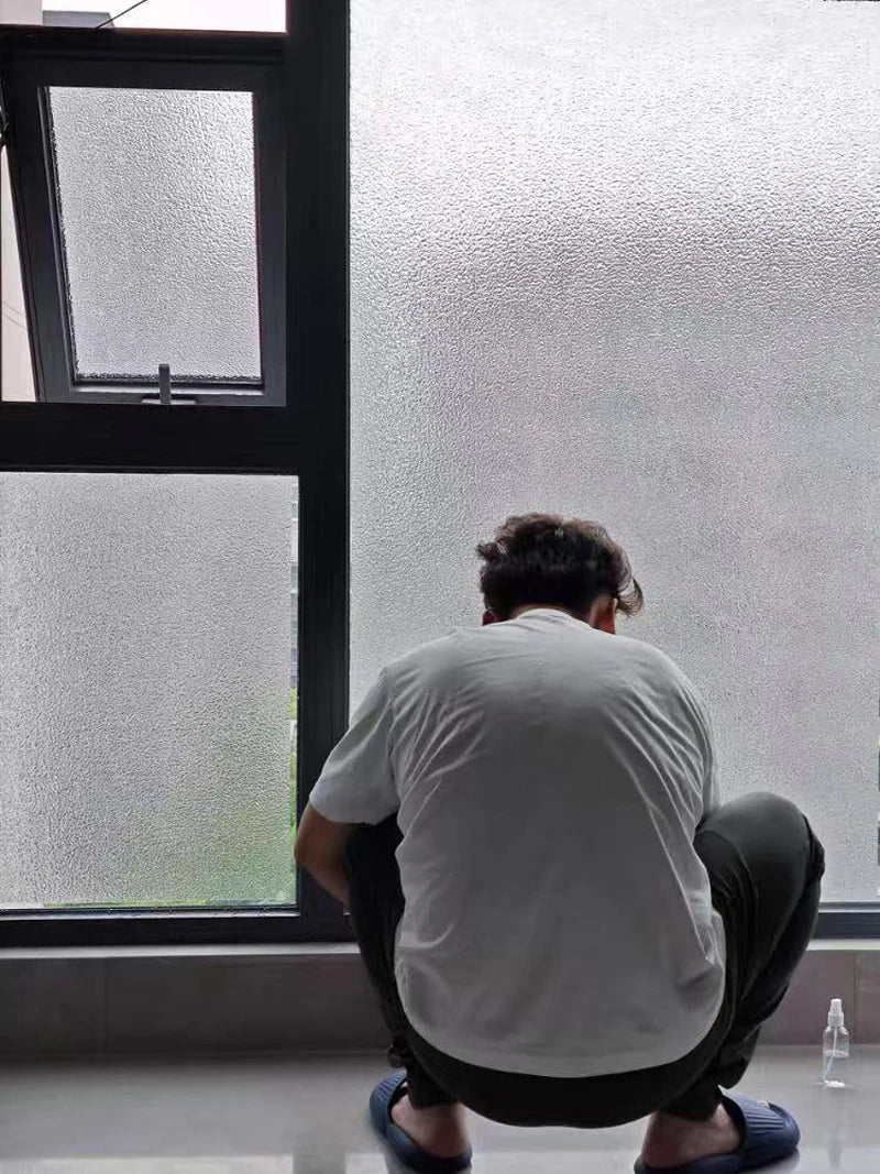 3D Static Cling Glass Films, Retro Decorative Sticker, Privacy etched Glass Window Vinyl, No-Glue,Glass Film for Bathroom Door