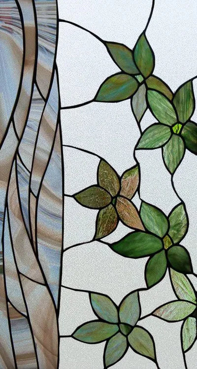 Window Film Stained Glass Stickers,Custom size Static Cling Rose,Flower Privacy Films Door Sticker Kitchen Office Home Decor