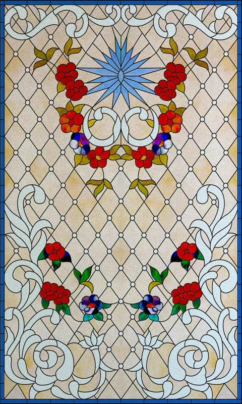 Window Film Victorian Stained Glass Films Customized  Church-style Static Cling Sticker Kitchen Bathroom Substitute for Home