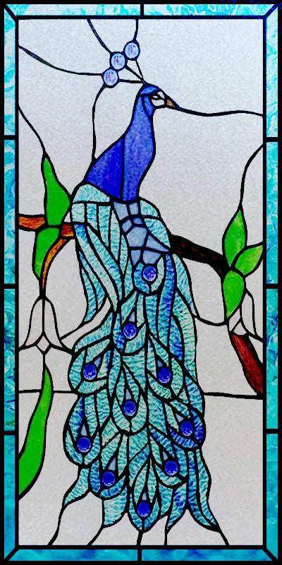 Customized Size No Glue Static Cling Frosted Stained Glass Film Window Films Sticker for Bathroom Door Home Decor Church Peacock