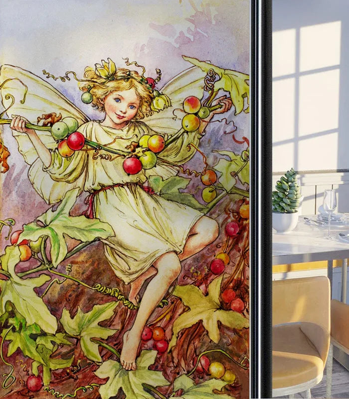 Custom Size Glass Window Film Static Cling Frosted Glass Films Foil Stickers Waterproof For Bathroom Kitchen Door Flower Fairy
