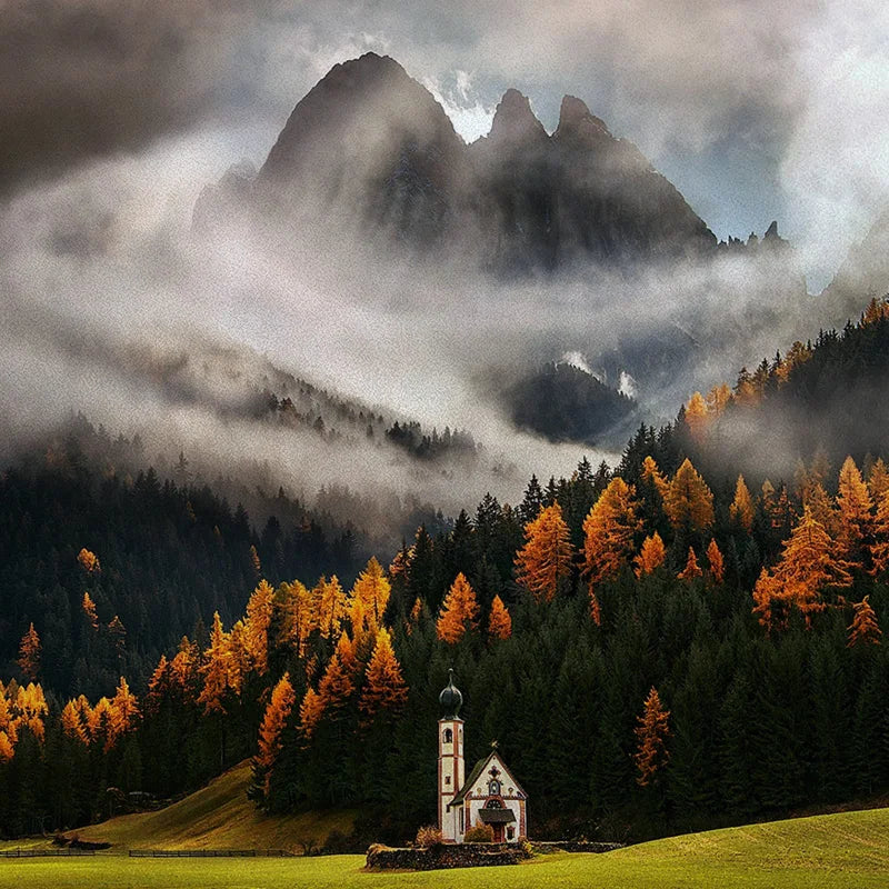 Stained Glass Wndow Films,Frosted Glass Sticker,Static Cling,for Bathroom Kiechen Door Office Home Decor Custom size Mountain