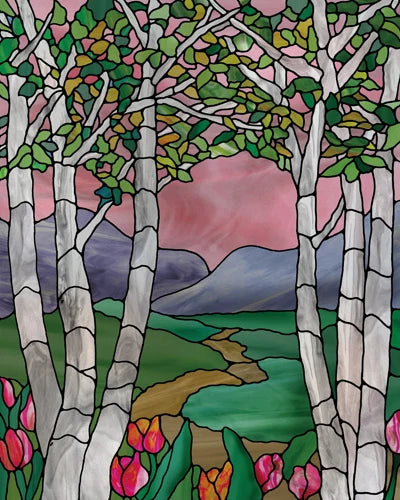 Window Film Frosted Stained Glass Films Customized Art Tree Retrom Static Cling Sticker,Home Decor Window Treatment